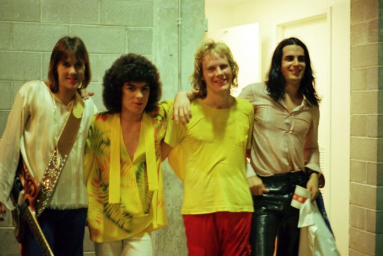 The music group Ambrosia backstage in the 1970s